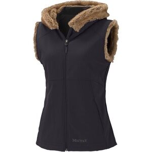 Marmot Women's Vest Faux Fur‎ Trim Hooded Sleeveless Puffer Vest Sz XL